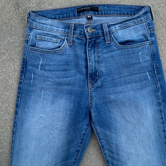 Flying Monkey Distresed Denim Jeans Women Size 27 - Picture 2 of 9